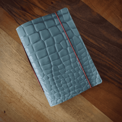 Gri Kroko El Yapımı Deri Defter  -M