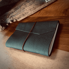 Haki  Rengi El Yapımı Deri Defter M