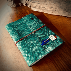 Yeşil  El Yapımı Deri Defter-L