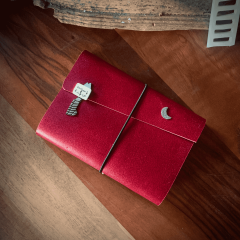 Karmen Kırmızı El Yapımı Deri Defter-M