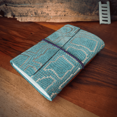 Turkuaz El yapımı Deri Defter-M