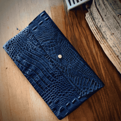 Lacivert Deri Clutch