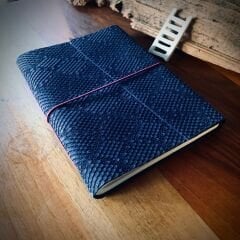 Lacivert Baskılı Deri Defter- L