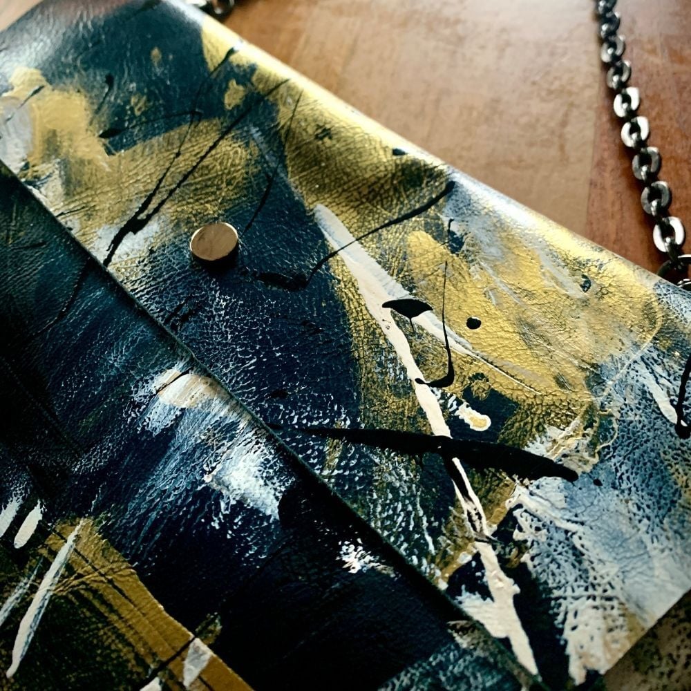 Lacivert Abstract Deri Çanta