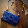 Lacivert Krokodil Baskılı Deri Çanta