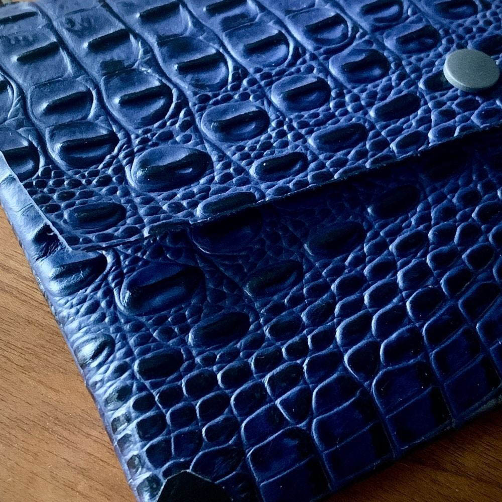 Lacivert Krokodil Baskılı Deri Çanta