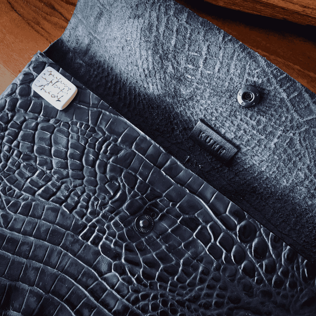 Lacivert Deri Clutch