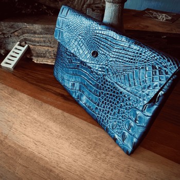 Lacivert Deri Clutch