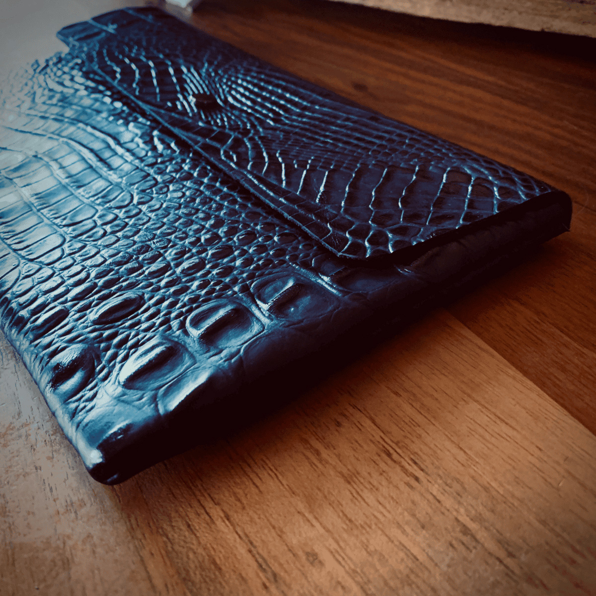 Lacivert Deri Clutch