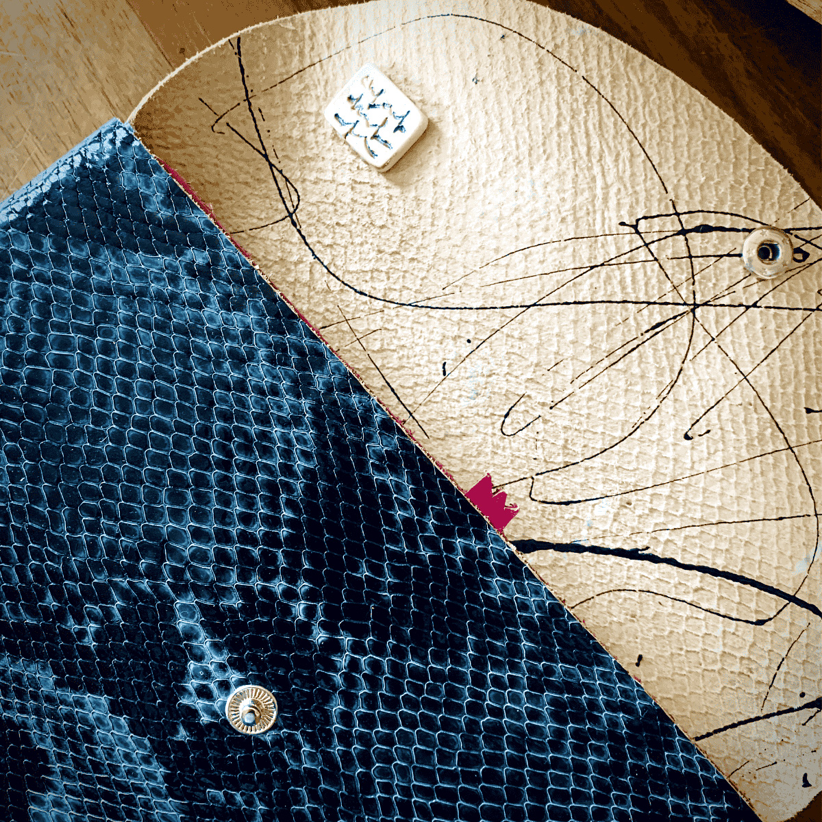 Lacivert Şık Deri Clutch