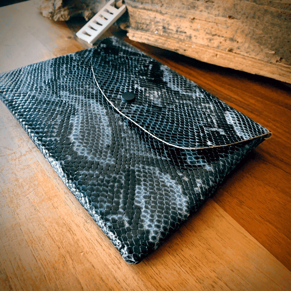 Lacivert Şık Deri Clutch