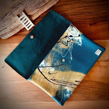 Petrol Yeşili Absract Zarf Çanta