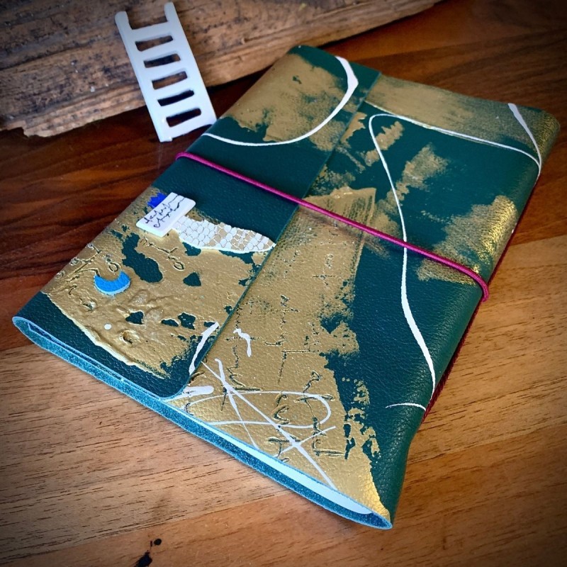 Petrol Yeşili Abstact Deri Defter