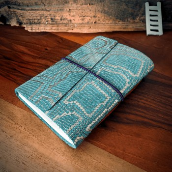 Turkuaz El yapımı Deri Defter - M