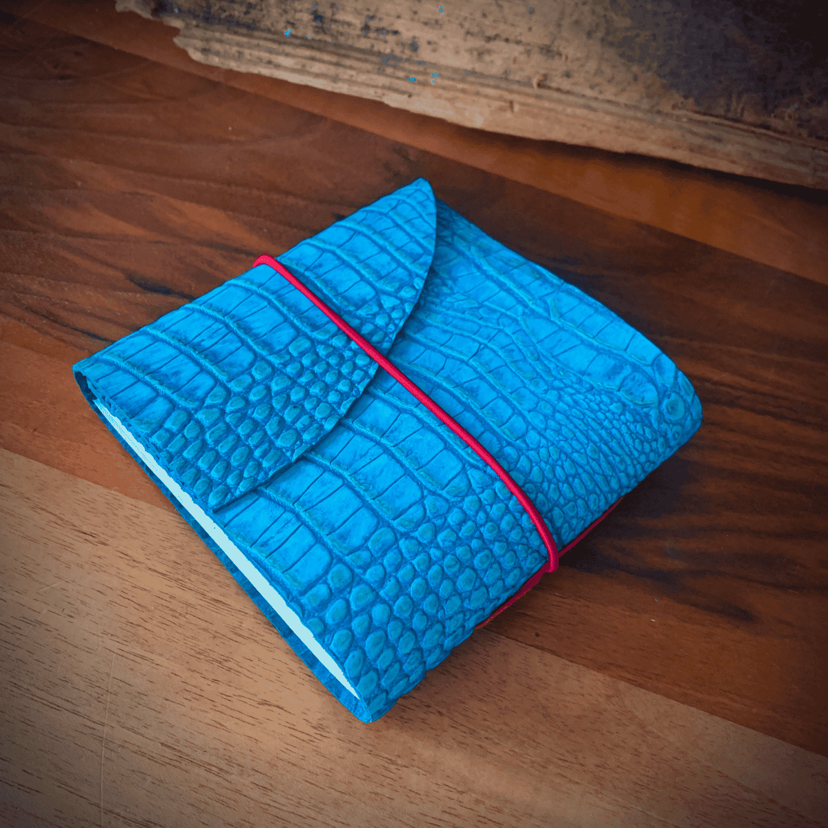 Turkuaz Kroko El Yapımı Deri Defter