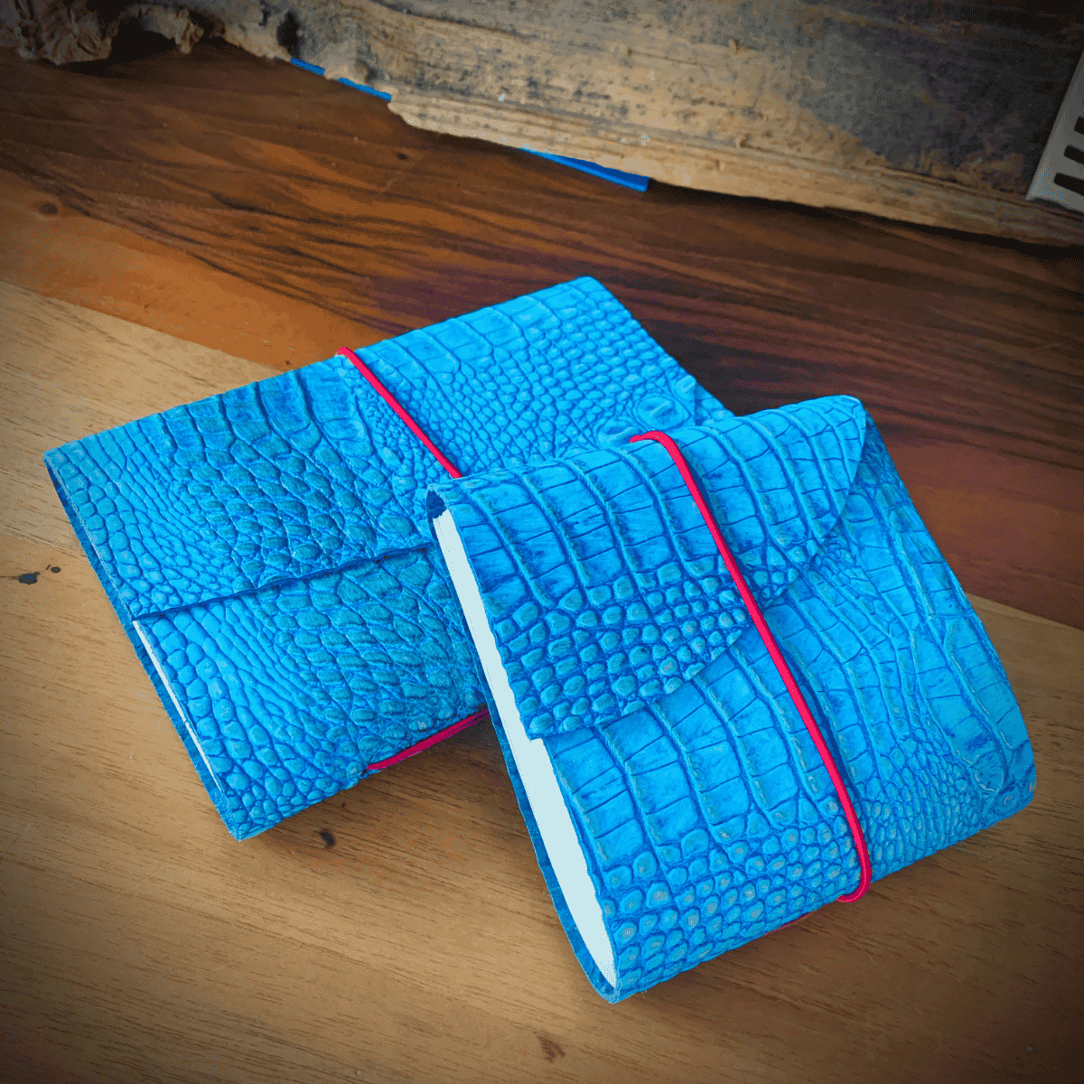 Turkuaz Kroko El Yapımı Deri Defter