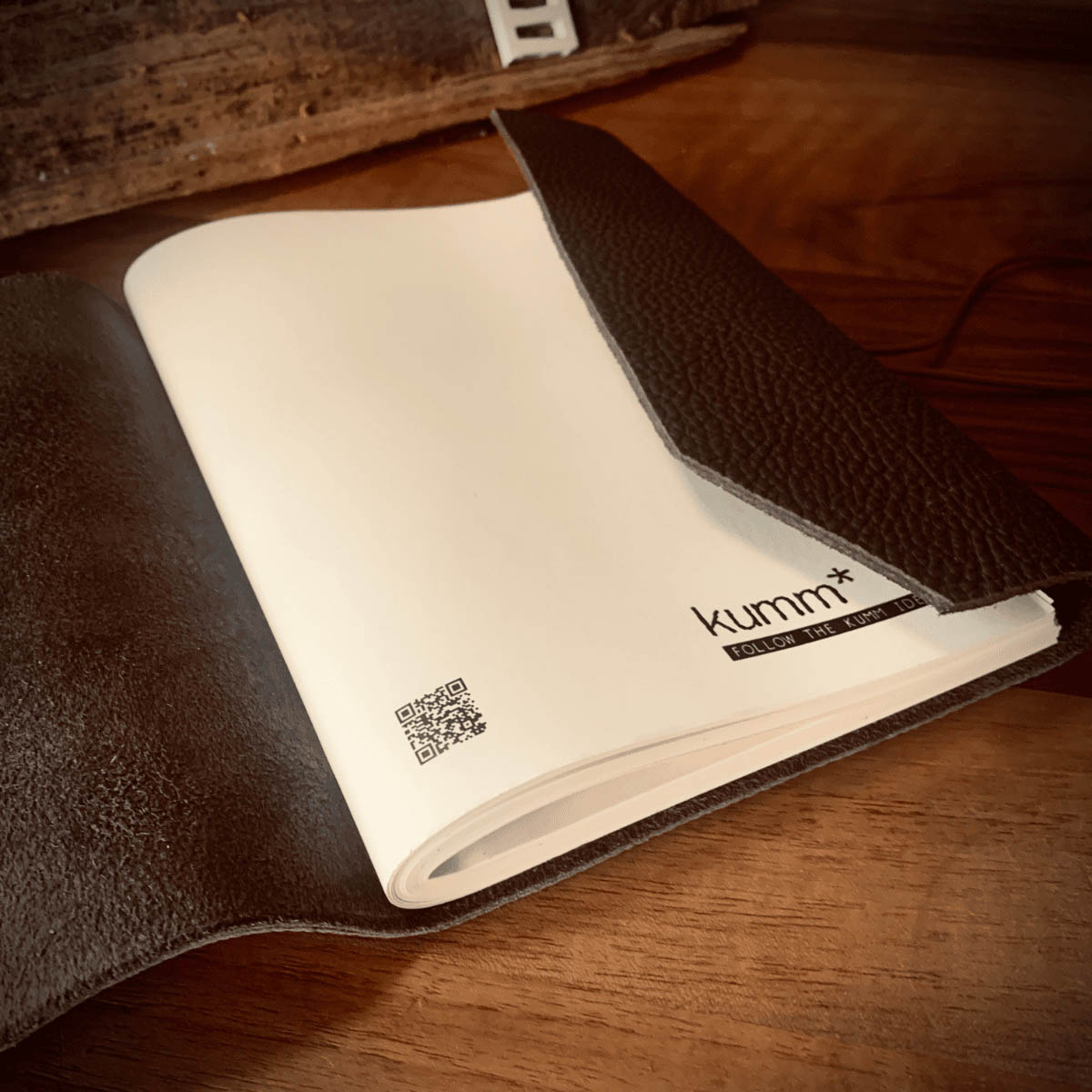 Haki Rengi El Yapımı Deri Defter- L