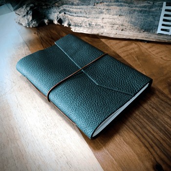 Haki Rengi El Yapımı Deri Defter- L