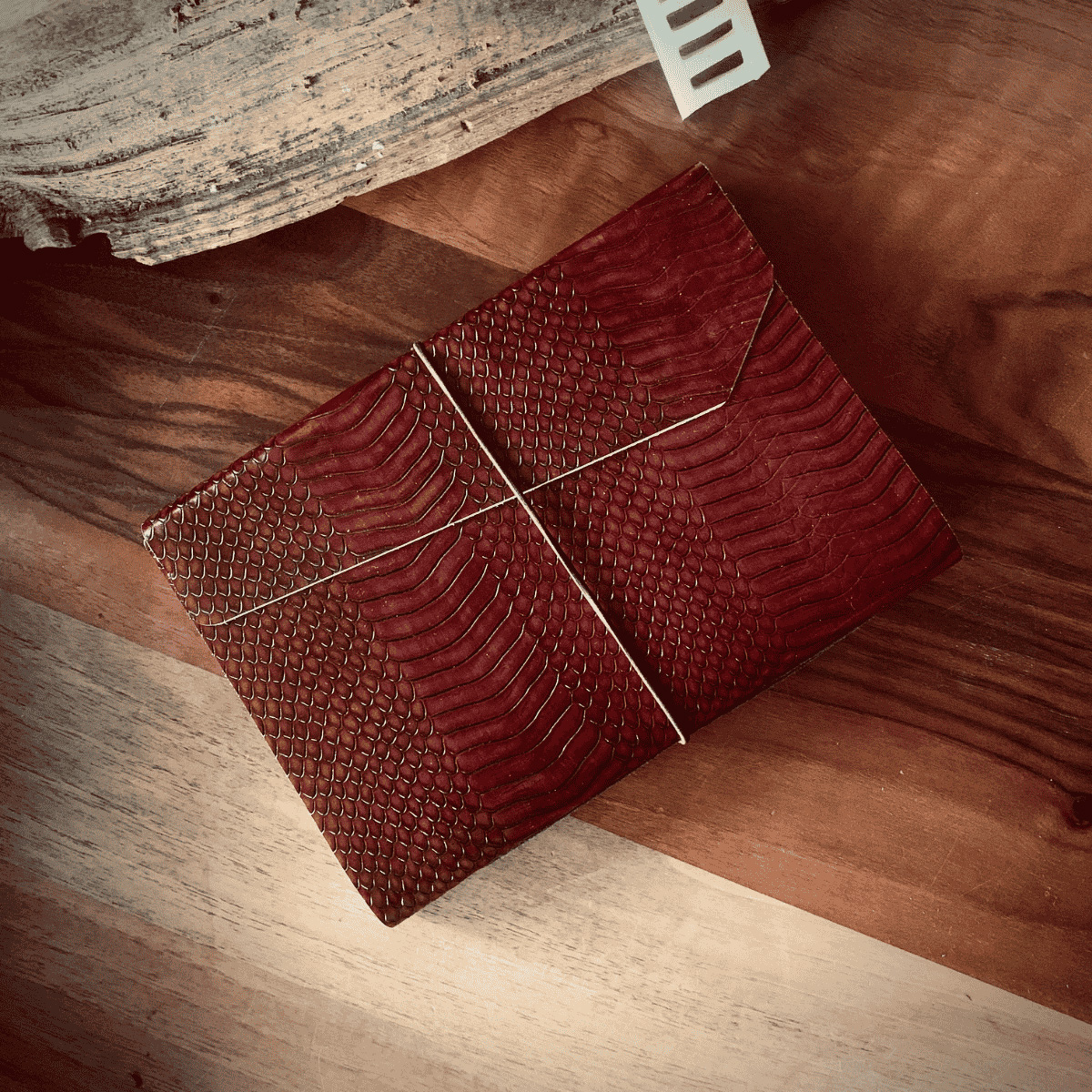 Konyak  Yılan Baskılı  El Yapımı Deri Defter