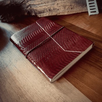Konyak  Yılan Baskılı  El Yapımı Deri Defter